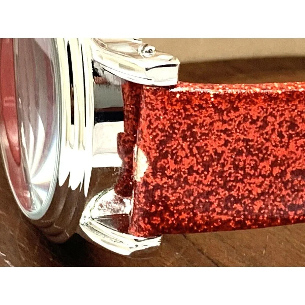 Disney Cruella Women's Watch WDS001023 Quartz Silver 38mm Red Leather Ba…